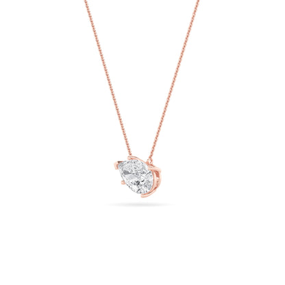 2CTW Pear Lab-Grown Diamond Prong East West Solitaire Necklace 1 Stone