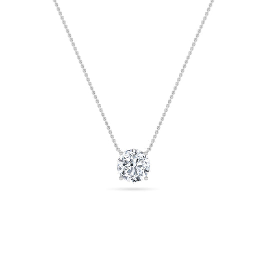 2.5CTW Round Lab-Grown Diamond Prong Necklace 1 Stone
