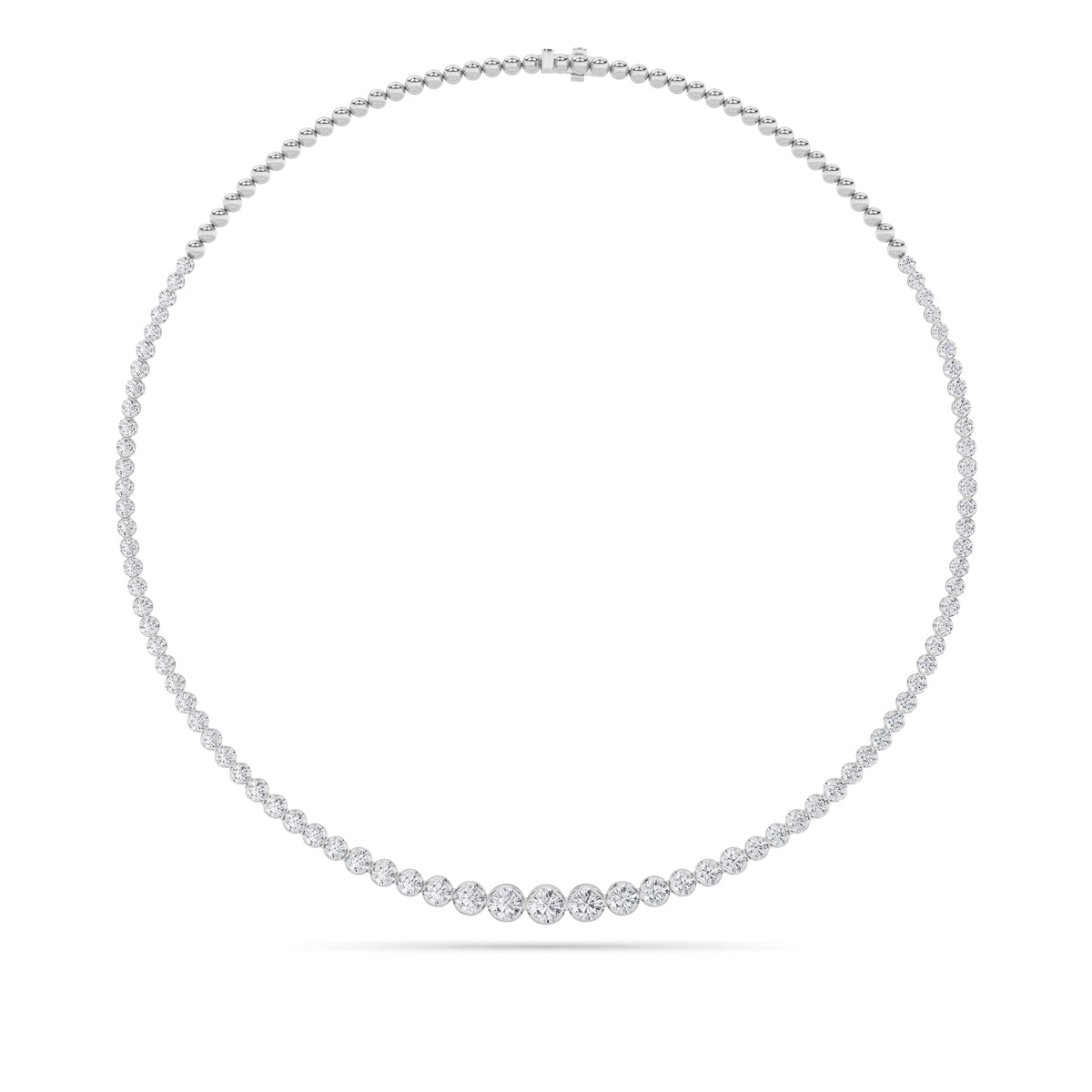 10CTW Round Lab-Grown Diamond Bezel Graduating Half Riviera Necklace 49 Stones