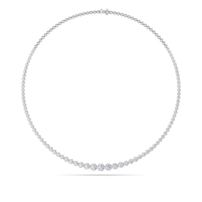 10CTW Round Lab-Grown Diamond Bezel Graduating Half Riviera Necklace 49 Stones