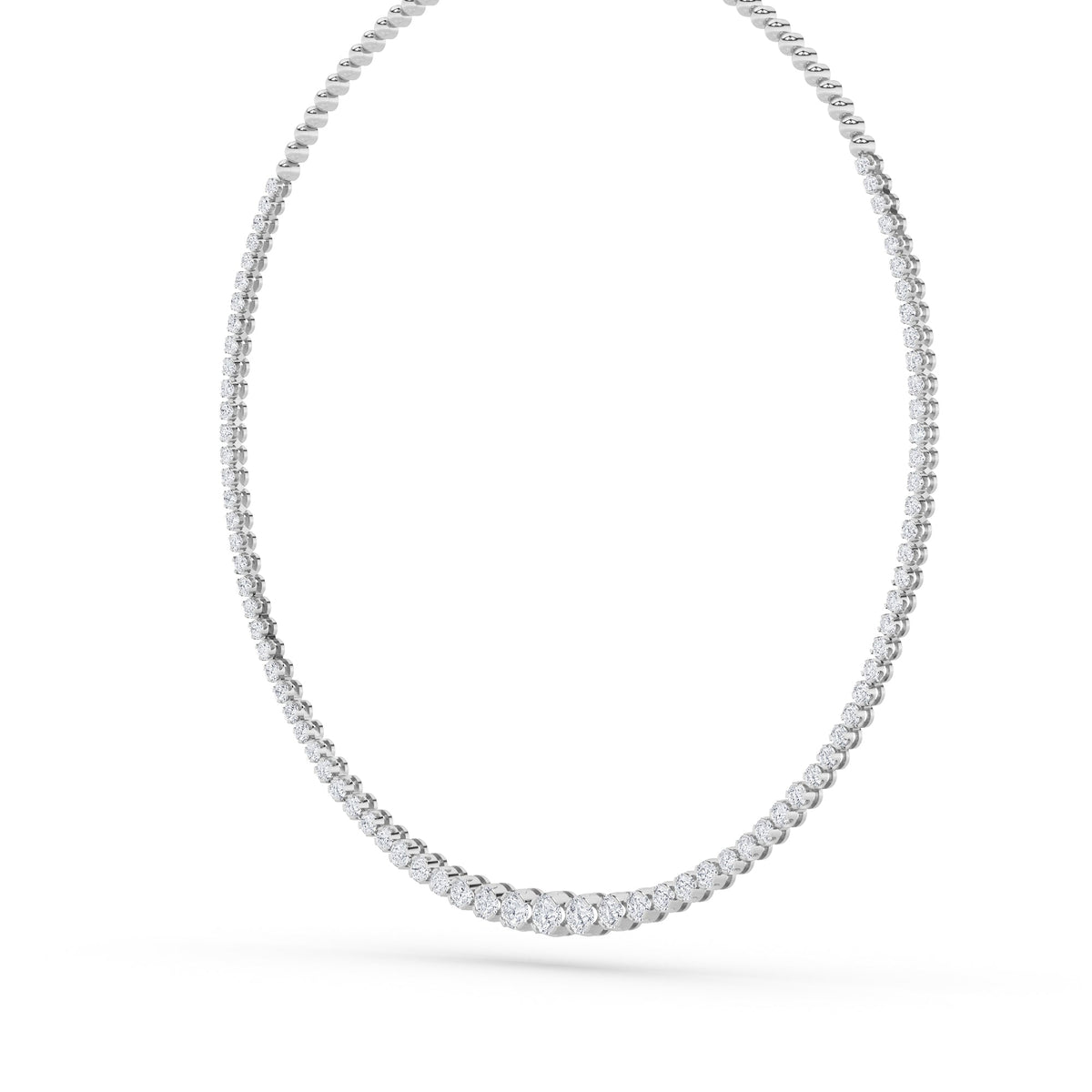10CTW Round Lab-Grown Diamond Bezel Graduating Half Riviera Necklace 49 Stones