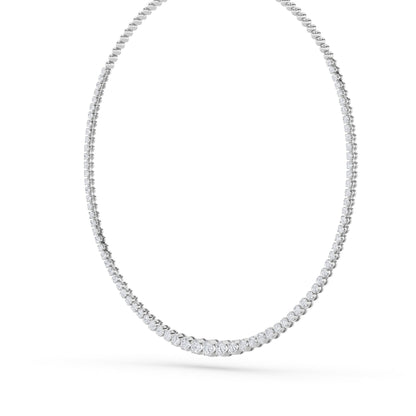 10CTW Round Lab-Grown Diamond Bezel Graduating Half Riviera Necklace 49 Stones