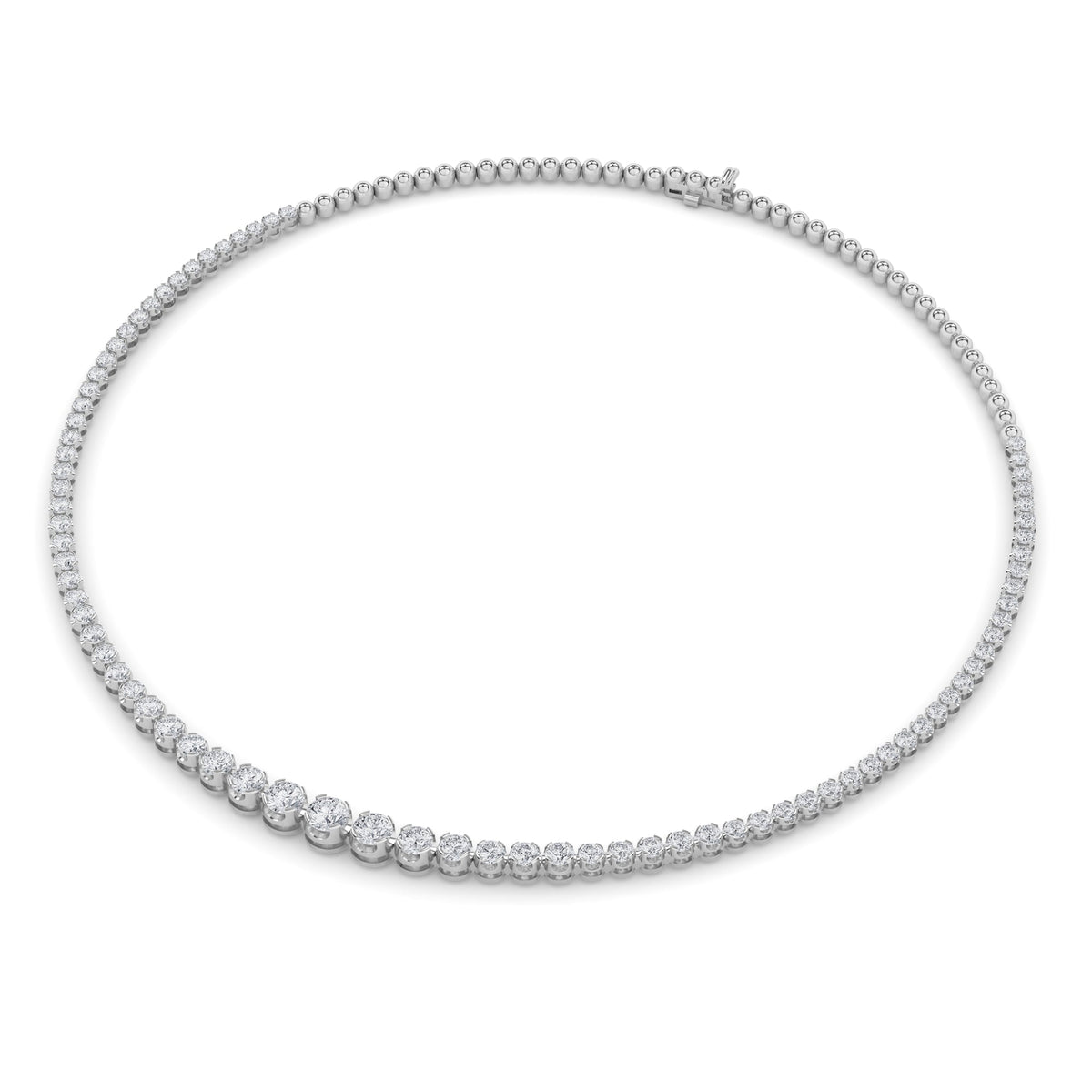 10CTW Round Lab-Grown Diamond Bezel Graduating Half Riviera Necklace 49 Stones