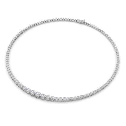 10CTW Round Lab-Grown Diamond Bezel Graduating Half Riviera Necklace 49 Stones