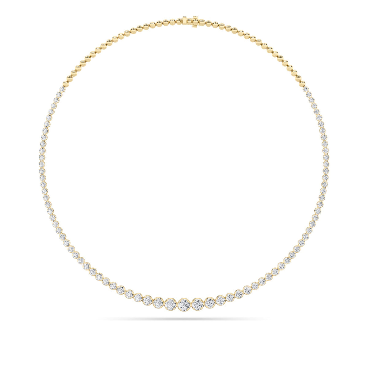 10CTW Round Lab-Grown Diamond Bezel Graduating Half Riviera Necklace 49 Stones