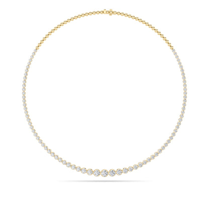 10CTW Round Lab-Grown Diamond Bezel Graduating Half Riviera Necklace 49 Stones