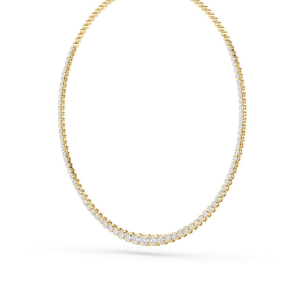 10CTW Round Lab-Grown Diamond Bezel Graduating Half Riviera Necklace 49 Stones