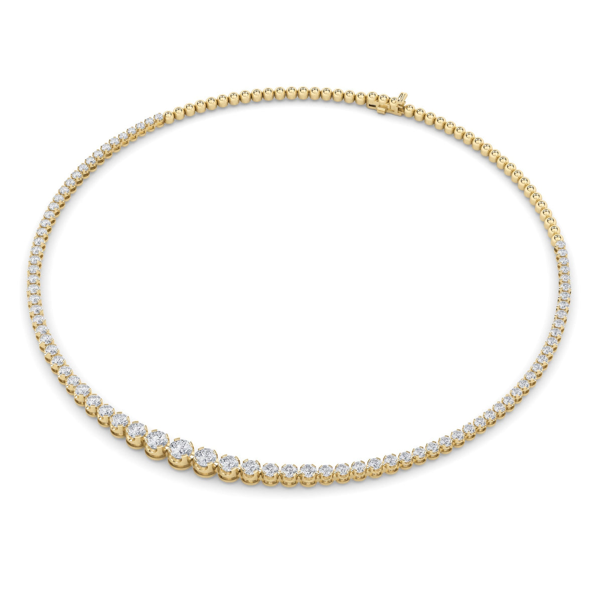 10CTW Round Lab-Grown Diamond Bezel Graduating Half Riviera Necklace 49 Stones
