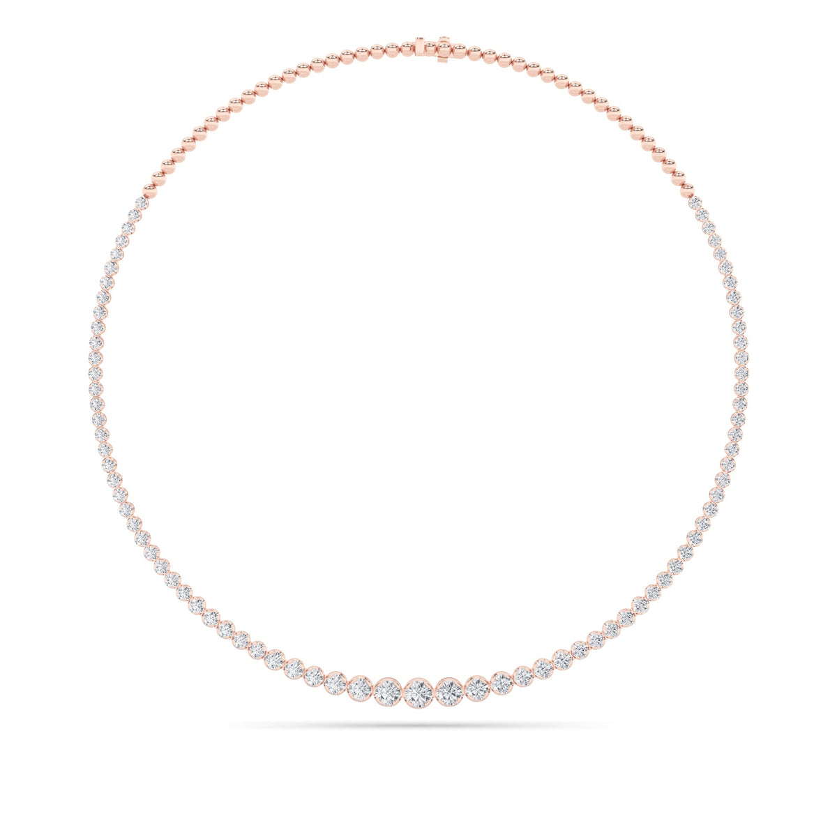 10CTW Round Lab-Grown Diamond Bezel Graduating Half Riviera Necklace 49 Stones