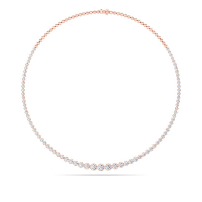 10CTW Round Lab-Grown Diamond Bezel Graduating Half Riviera Necklace 49 Stones