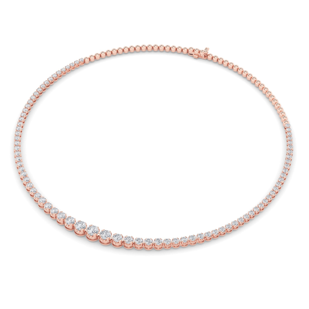 10CTW Round Lab-Grown Diamond Bezel Graduating Half Riviera Necklace 49 Stones
