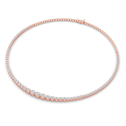10CTW Round Lab-Grown Diamond Bezel Graduating Half Riviera Necklace 49 Stones