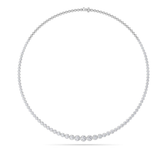 7CTW Round Lab-Grown Diamond Bezel Graduating Half Riviera Necklace 53 Stones
