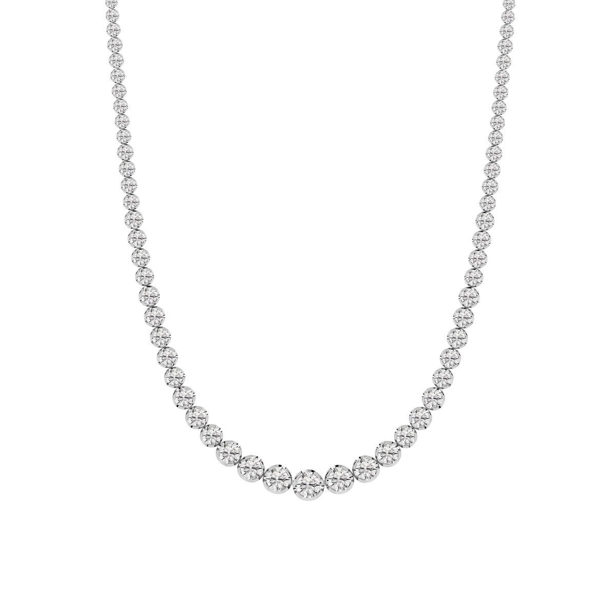 15CTW Round Lab-Grown Diamond Bezel Graduating Full Riviera Necklace 116 Stones