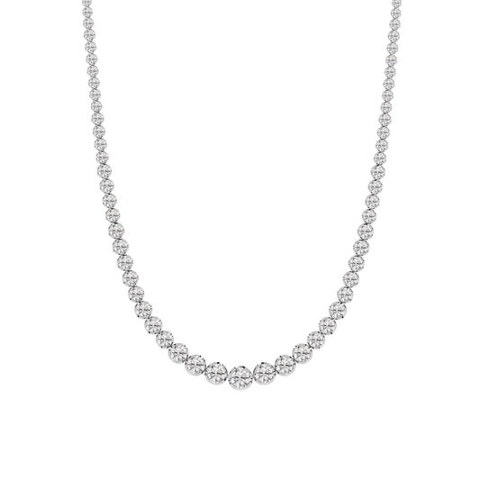 15CTW Round Lab-Grown Diamond Bezel Graduating Full Riviera Necklace 116 Stones