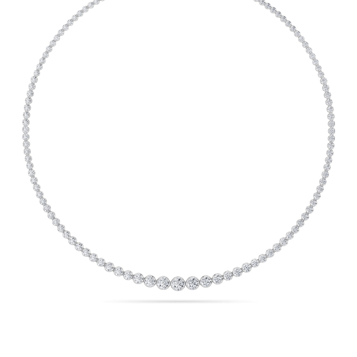 15CTW Round Lab-Grown Diamond Bezel Graduating Full Riviera Necklace 116 Stones
