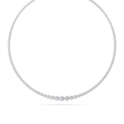 15CTW Round Lab-Grown Diamond Bezel Graduating Full Riviera Necklace 116 Stones