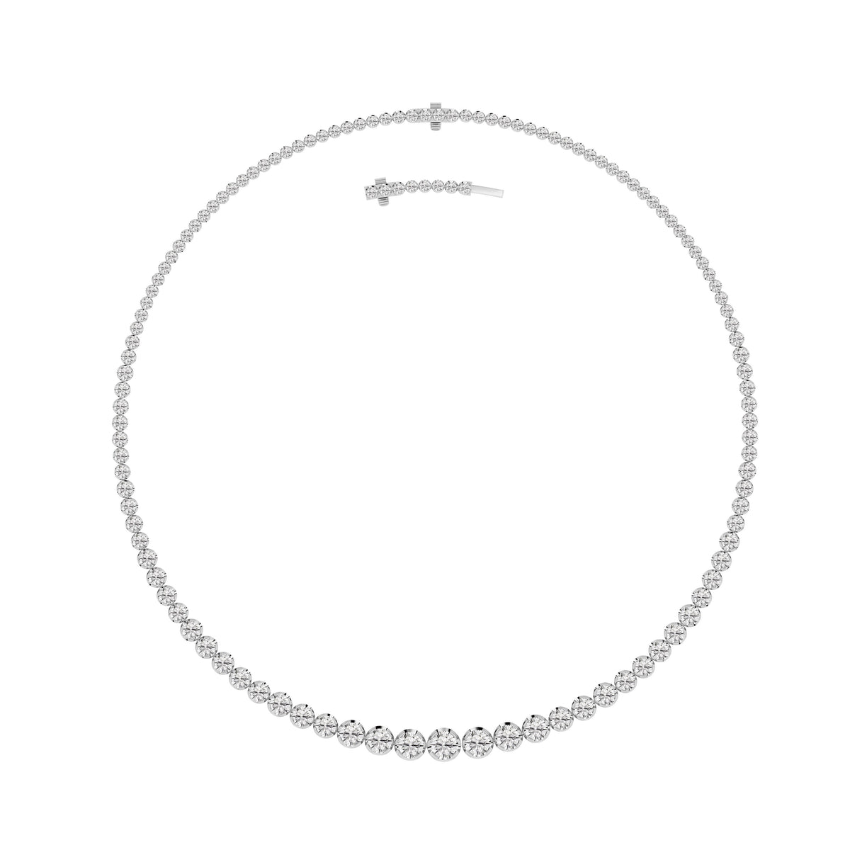15CTW Round Lab-Grown Diamond Bezel Graduating Full Riviera Necklace 116 Stones