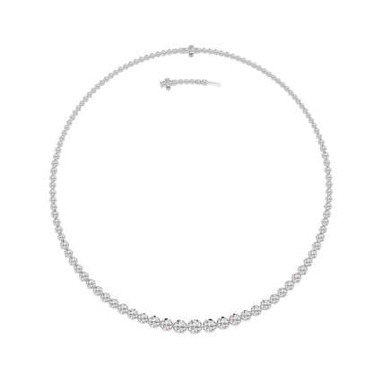 15CTW Round Lab-Grown Diamond Bezel Graduating Full Riviera Necklace 116 Stones