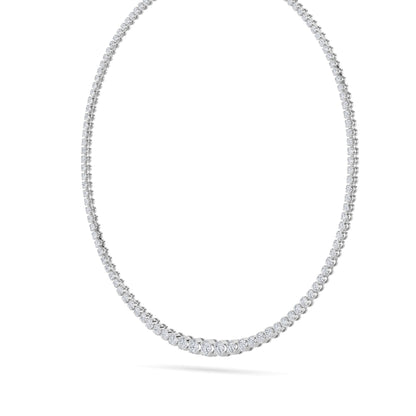 15CTW Round Lab-Grown Diamond Bezel Graduating Full Riviera Necklace 116 Stones