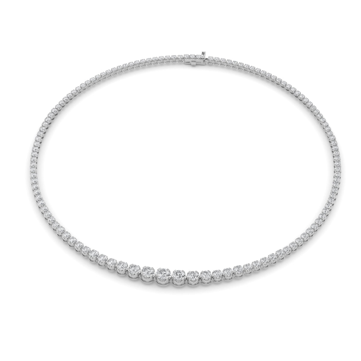 15CTW Round Lab-Grown Diamond Bezel Graduating Full Riviera Necklace 116 Stones