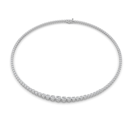 15CTW Round Lab-Grown Diamond Bezel Graduating Full Riviera Necklace 116 Stones