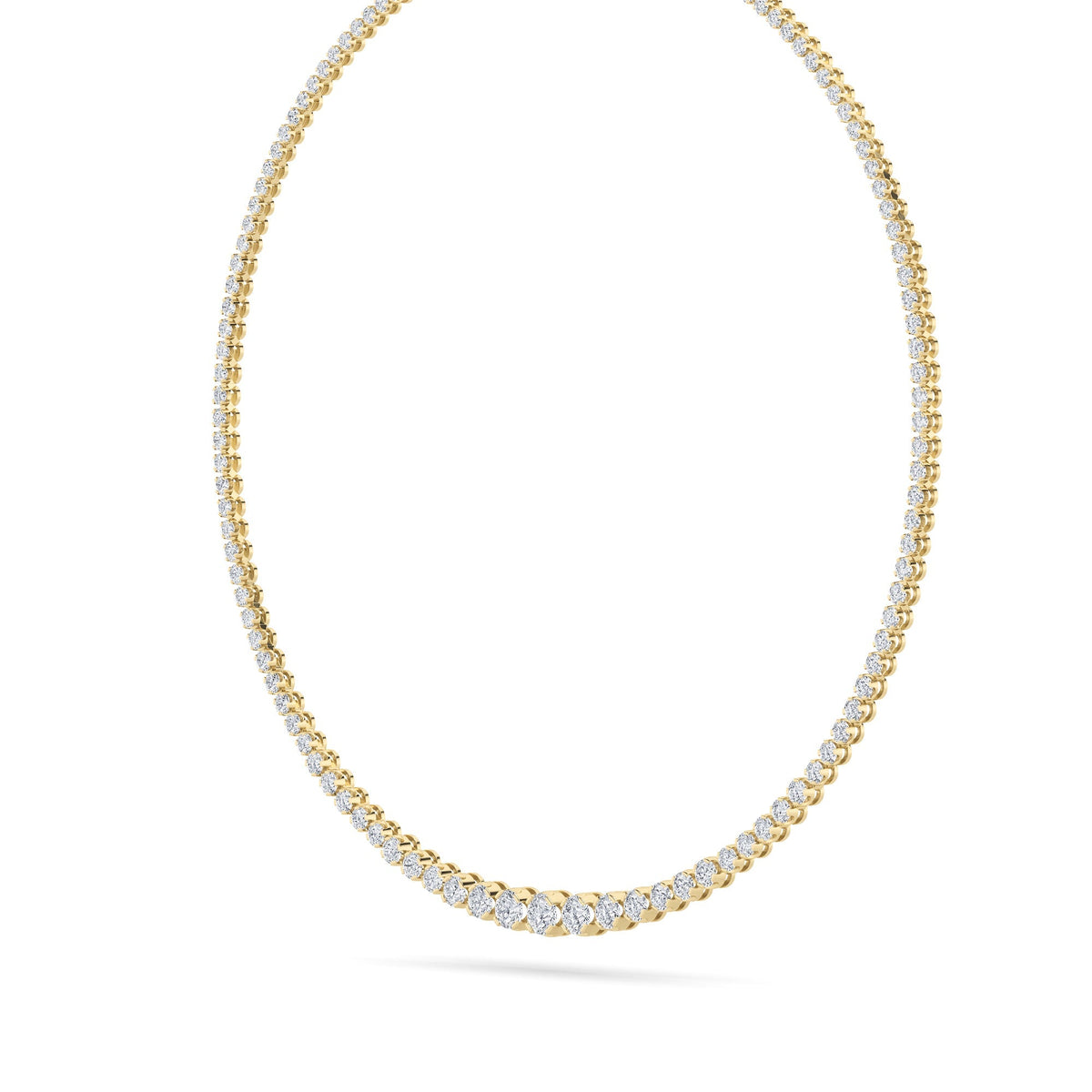 15CTW Round Lab-Grown Diamond Bezel Graduating Full Riviera Necklace 116 Stones