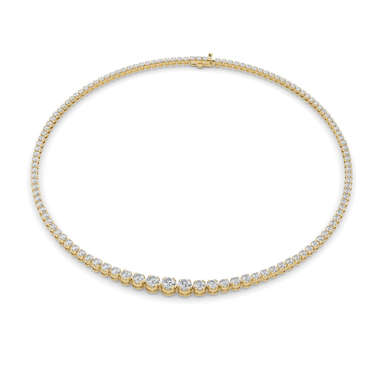 15CTW Round Lab-Grown Diamond Bezel Graduating Full Riviera Necklace 116 Stones