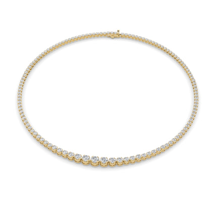 15CTW Round Lab-Grown Diamond Bezel Graduating Full Riviera Necklace 116 Stones