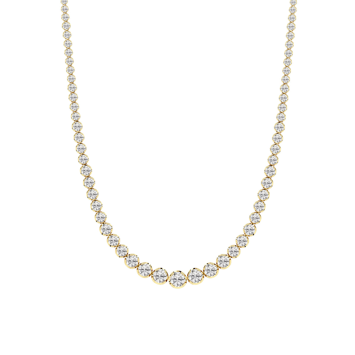 15CTW Round Lab-Grown Diamond Bezel Graduating Full Riviera Necklace 116 Stones