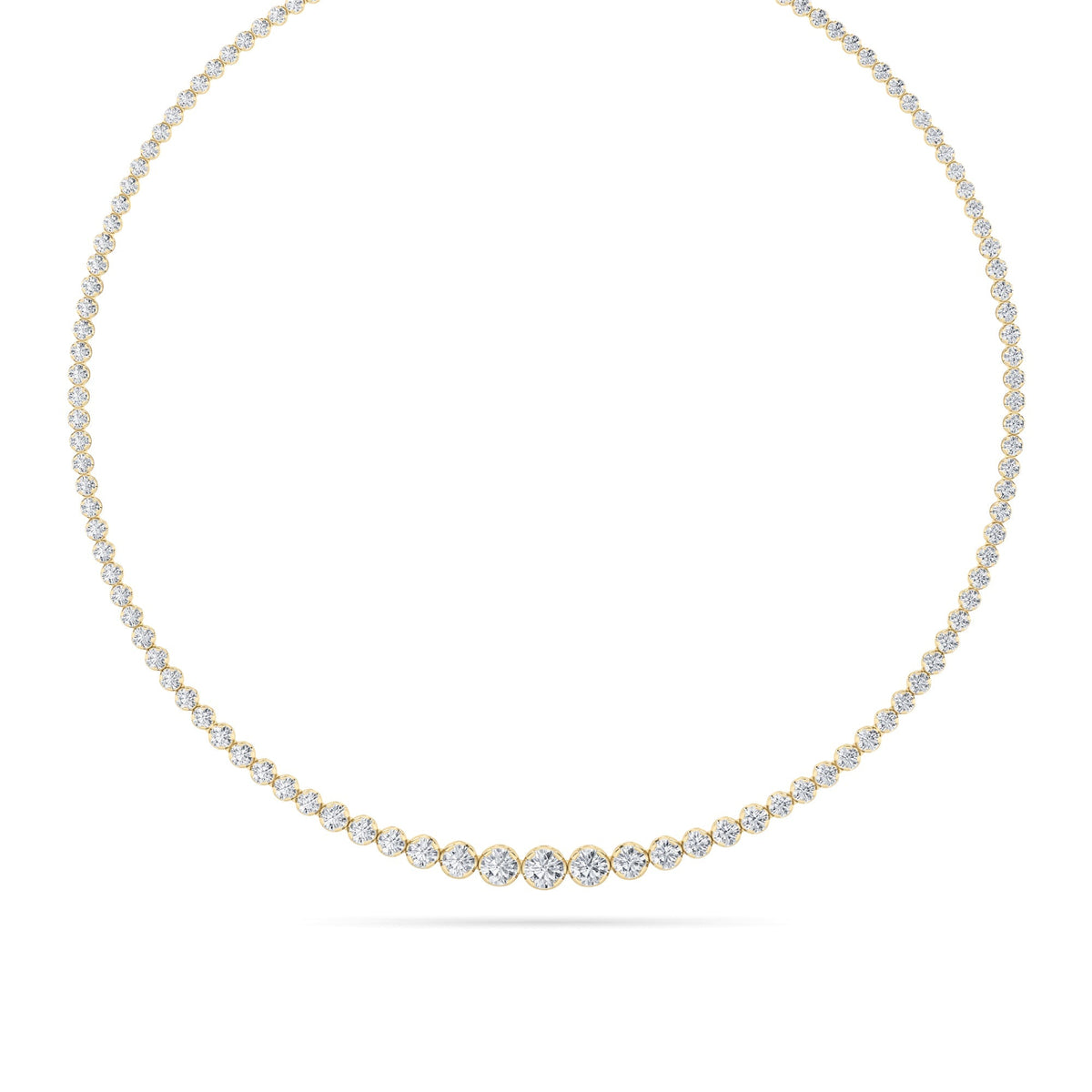 15CTW Round Lab-Grown Diamond Bezel Graduating Full Riviera Necklace 116 Stones