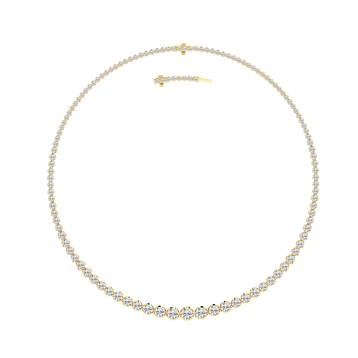 15CTW Round Lab-Grown Diamond Bezel Graduating Full Riviera Necklace 116 Stones