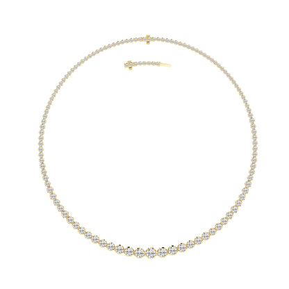 15CTW Round Lab-Grown Diamond Bezel Graduating Full Riviera Necklace 116 Stones