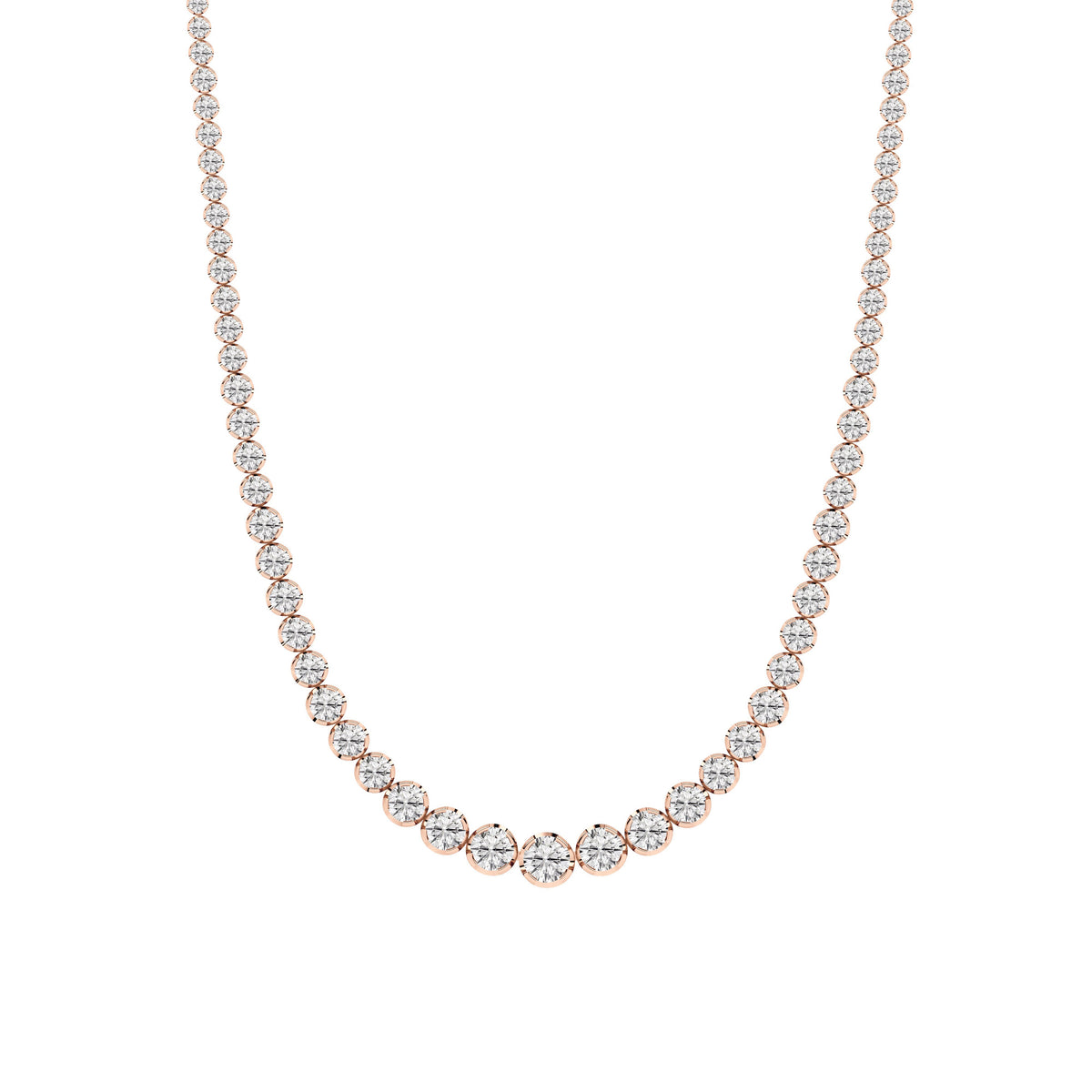 15CTW Round Lab-Grown Diamond Bezel Graduating Full Riviera Necklace 116 Stones