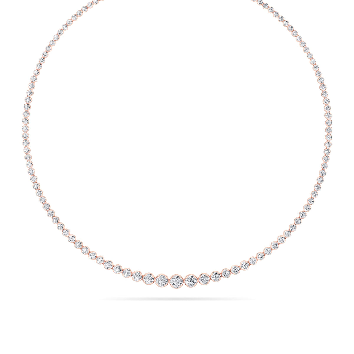 15CTW Round Lab-Grown Diamond Bezel Graduating Full Riviera Necklace 116 Stones