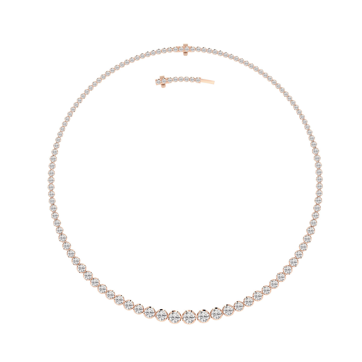 15CTW Round Lab-Grown Diamond Bezel Graduating Full Riviera Necklace 116 Stones