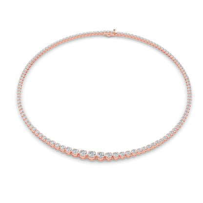 15CTW Round Lab-Grown Diamond Bezel Graduating Full Riviera Necklace 116 Stones