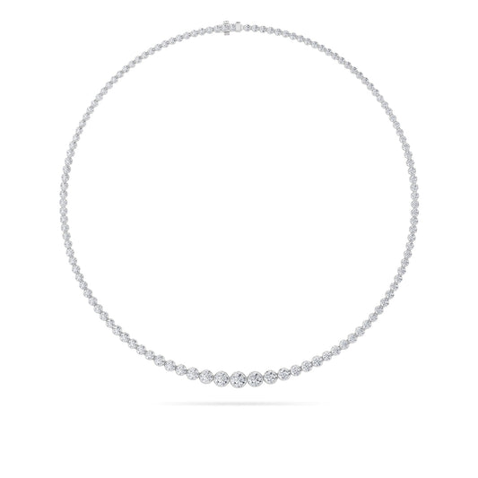 7CTW Round Lab-Grown Diamond Bezel Graduating Half Riviera Necklace 140 Stones