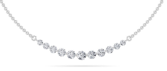 3CTW Round Lab-Grown Diamond Prong Graduating Half Necklace 11 Stones