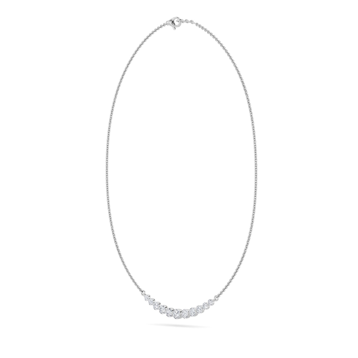 3CTW Round Lab-Grown Diamond Prong Graduating Half Necklace 11 Stones