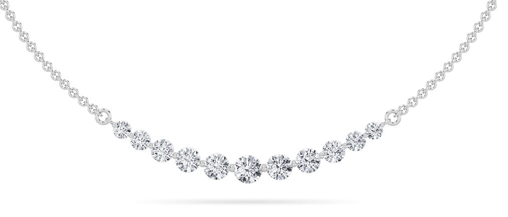 3CTW Round Lab-Grown Diamond Prong Graduating Half Necklace 11 Stones