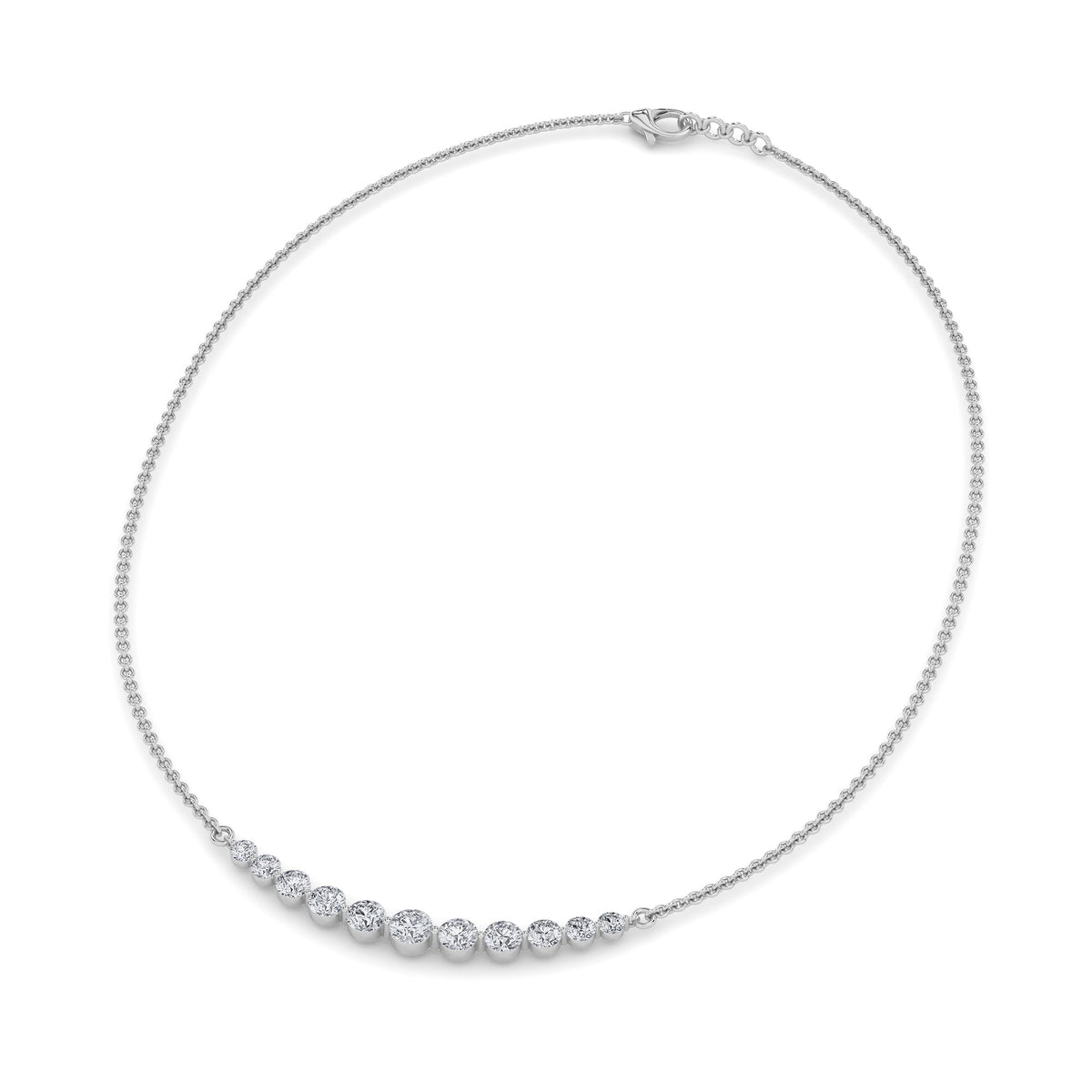 3CTW Round Lab-Grown Diamond Prong Graduating Half Necklace 11 Stones