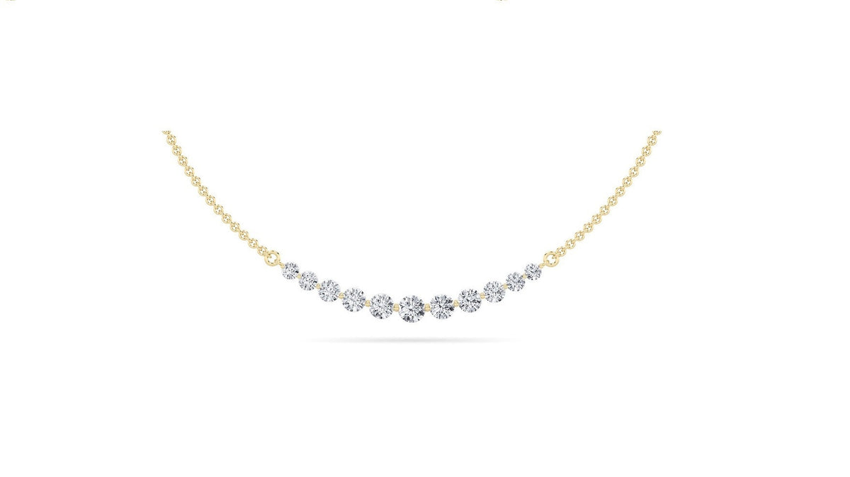 3CTW Round Lab-Grown Diamond Prong Graduating Half Necklace 11 Stones