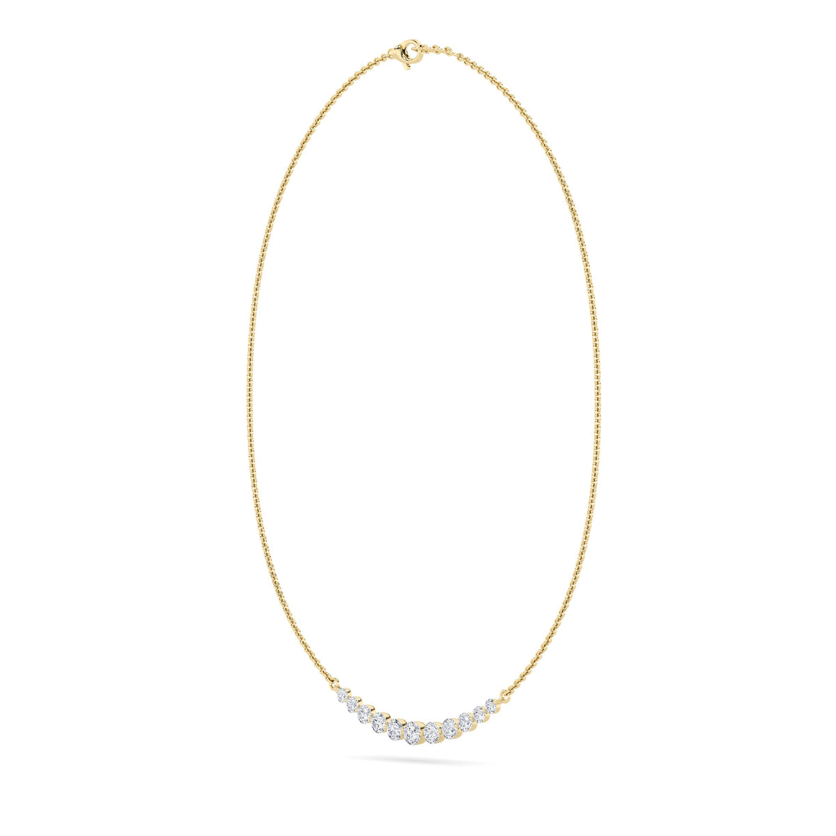 3CTW Round Lab-Grown Diamond Prong Graduating Half Necklace 11 Stones