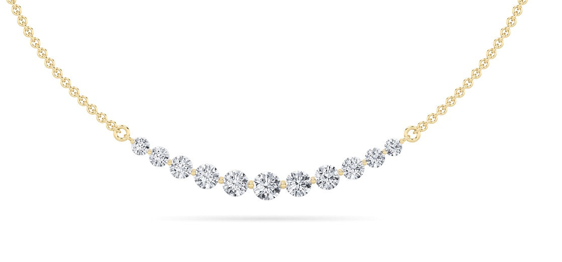 3CTW Round Lab-Grown Diamond Prong Graduating Half Necklace 11 Stones