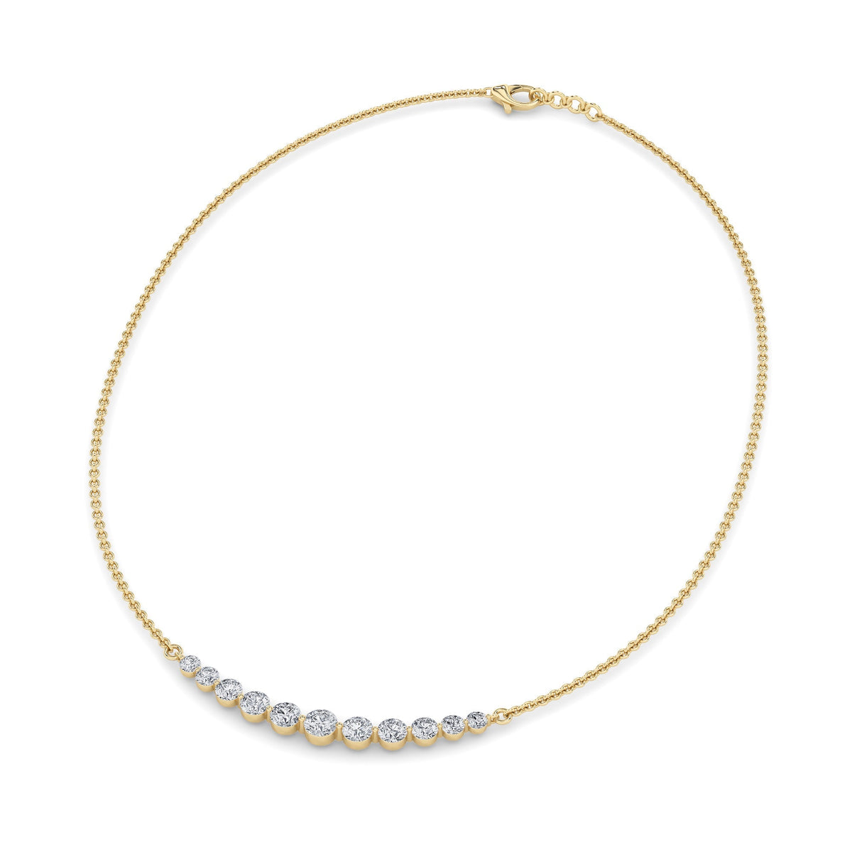 3CTW Round Lab-Grown Diamond Prong Graduating Half Necklace 11 Stones