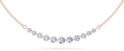 3CTW Round Lab-Grown Diamond Prong Graduating Half Necklace 11 Stones