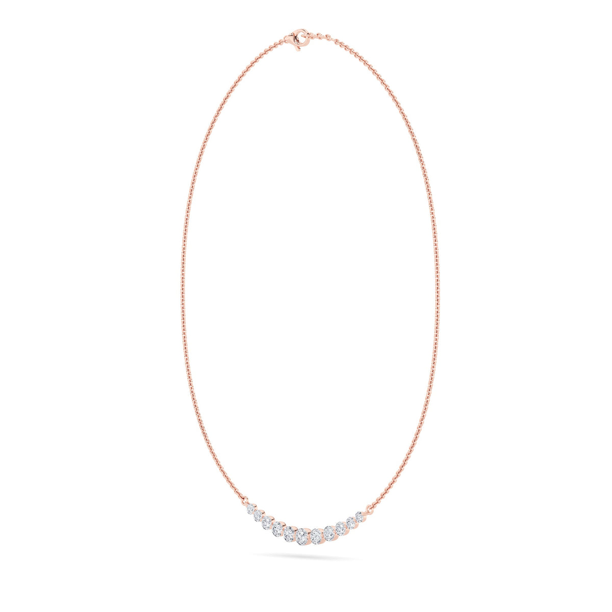 3CTW Round Lab-Grown Diamond Prong Graduating Half Necklace 11 Stones