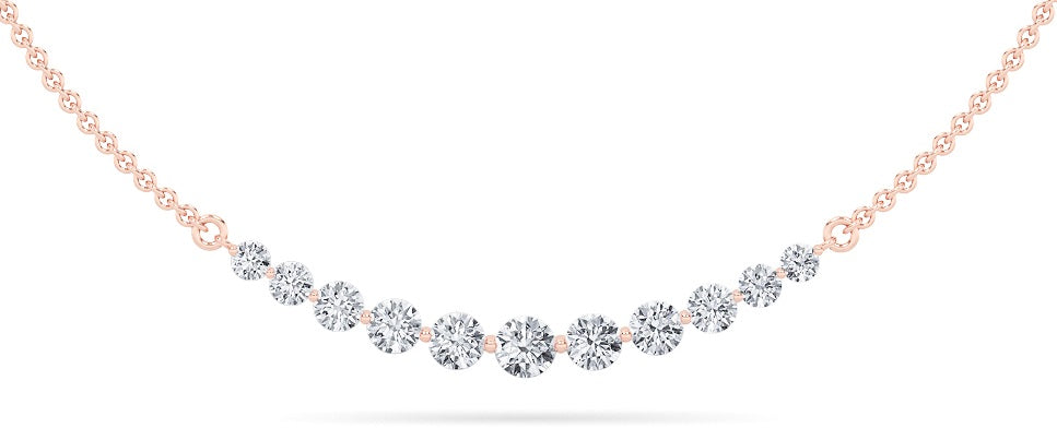 3CTW Round Lab-Grown Diamond Prong Graduating Half Necklace 11 Stones