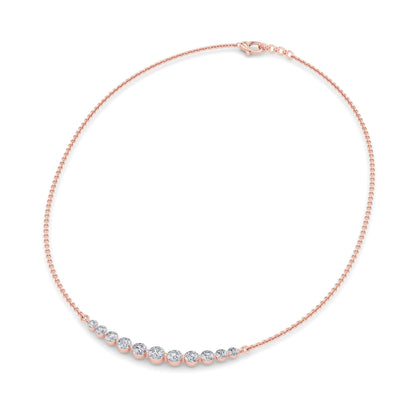 3CTW Round Lab-Grown Diamond Prong Graduating Half Necklace 11 Stones